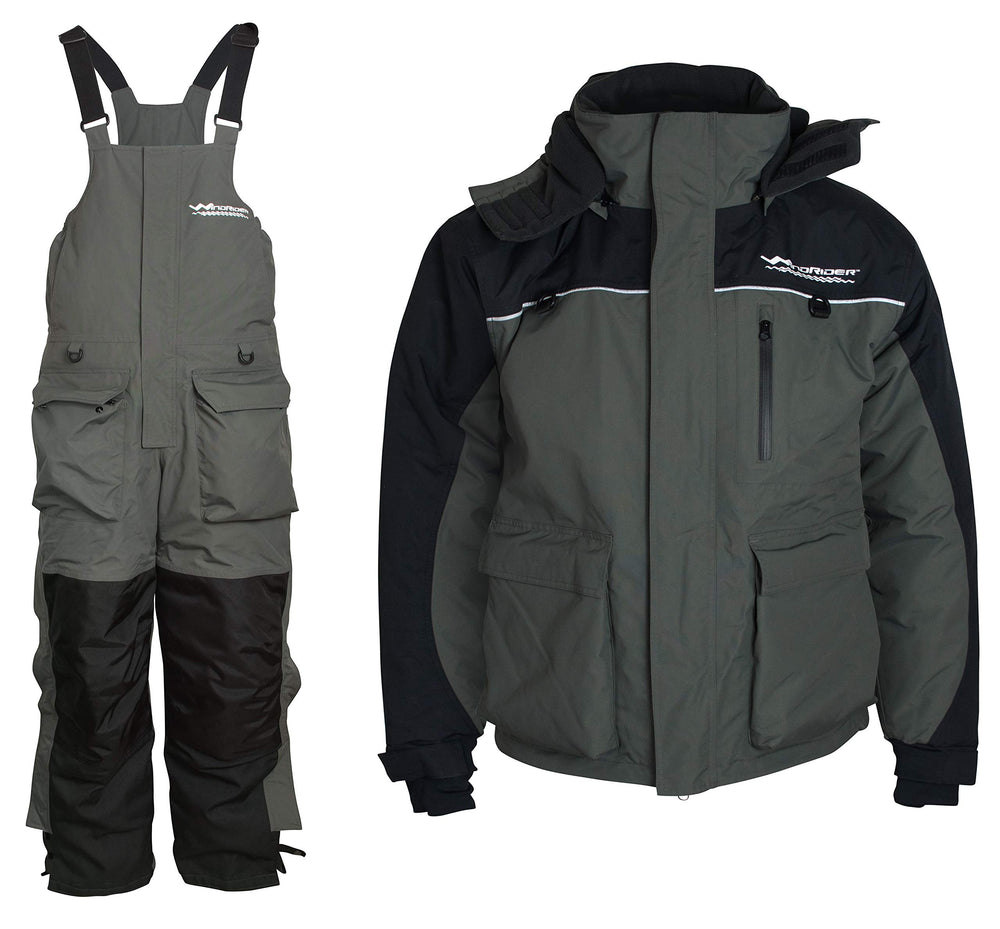WindRider ice fishing suit with insulated bibs and jacket