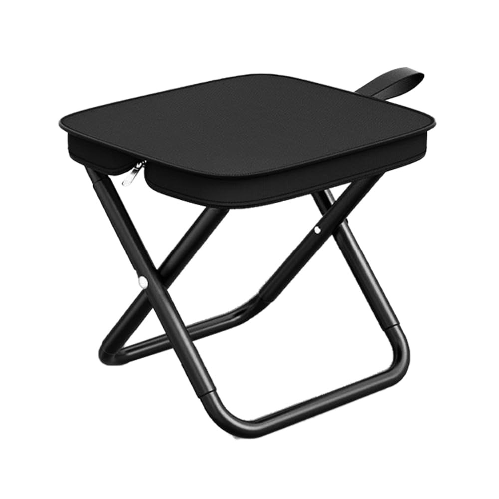 WINZNOF folding camping stool folded for easy transport and storage.
