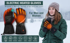 WirelessFinest heated gloves in action in snowy conditions demonstrate warm grip.