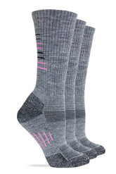 Wise Blend Ladies Merino Wool Blend Seamless Toe Hiker Crew socks in charcoal offer all-day comfort.