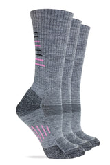 Wise Blend Ladies Merino Wool Blend Seamless Toe Hiker Crew socks in charcoal offer all-day comfort.