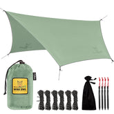 Wise Owl Outfitters hammock rain fly full-coverage setup protects you outdoors.