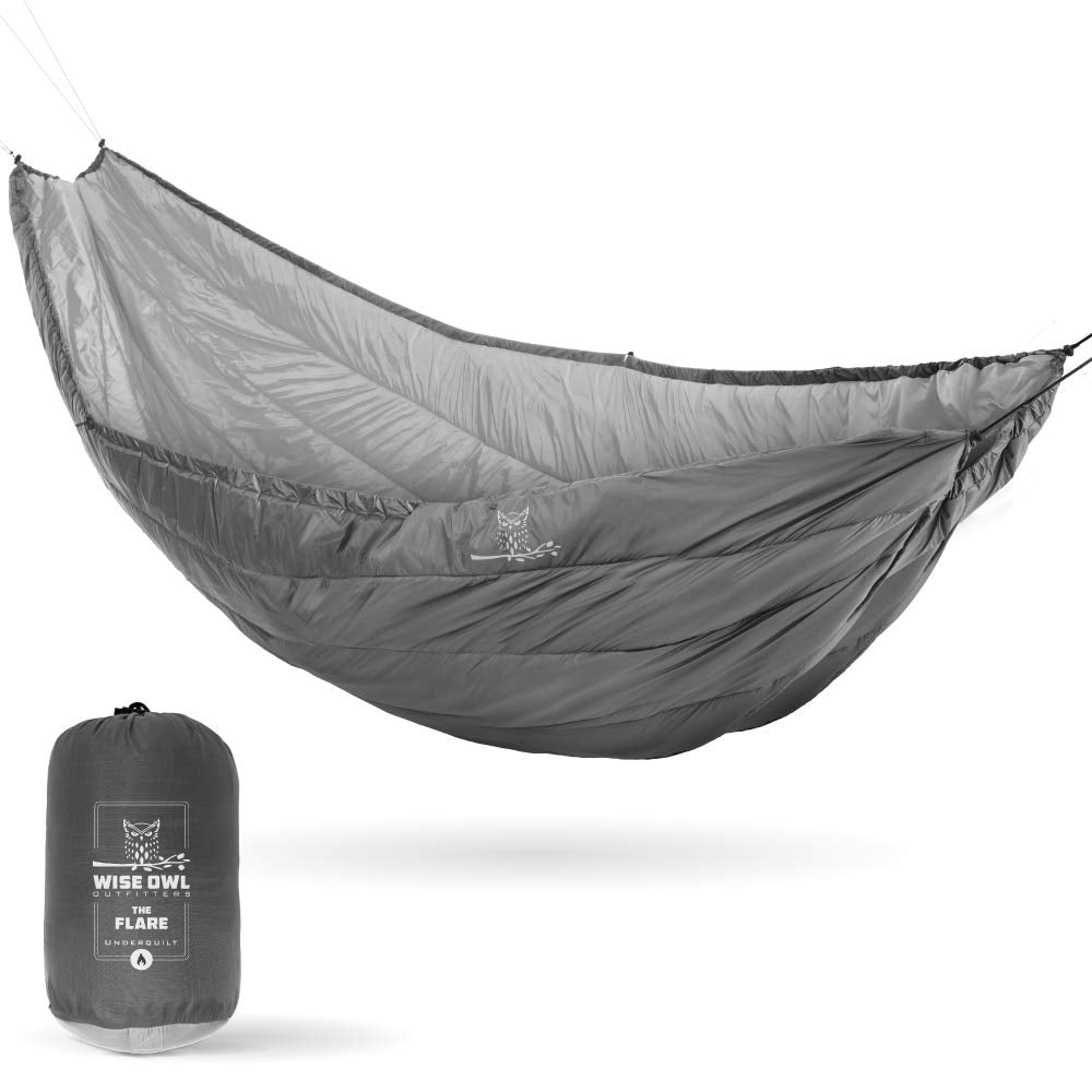 Wise Owl Outfitters hammock underquilt in use delivering warmth beneath your hammock