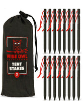 Wise Owl Outfitters tent stakes 16-pack showcased for versatile camping setup.