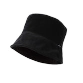 WITHMOONS corduroy bucket hat Black front view, ideal for outdoor daily wear.