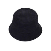 WITHMOONS corduroy bucket hat in black provides sun protection for outdoor adventures.