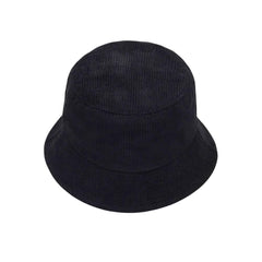 WITHMOONS corduroy bucket hat in black provides sun protection for outdoor adventures.