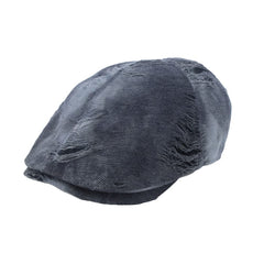 WITHMOONS cotton newsboy hat grey, front view, lightweight travel-ready headwear