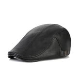 WITHMOONS faux leather ivy flat cap front view for outdoor style