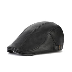 WITHMOONS faux leather ivy flat cap front view for outdoor style