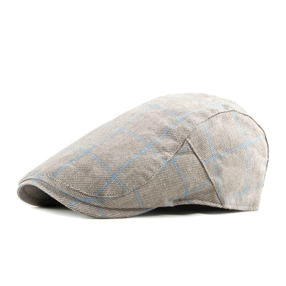 WITHMOONS men's Newsboy Gatsby hat in beige, front view, ideal for timeless casual styling.