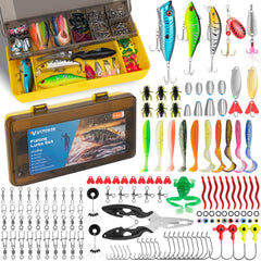 WITOROR Fishing Lures Kit with 144 pieces and tackle box