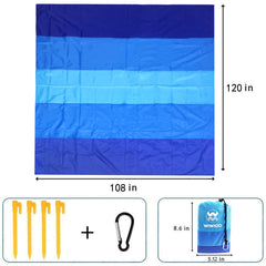 WIWIGO Beach Blanket anchor stakes securing mat on windy shores