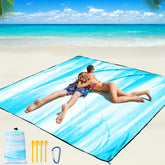 WIWIGO beach blanket folded in carry bag for easy travel