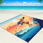 WIWIGO beach blanket folded in carry bag for easy transport.