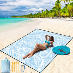 WIWIGO Beach Blanket folded compactly for effortless transport and quick setup at the beach.