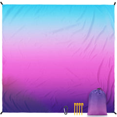 WIWIGO Beach Blanket with four stakes and pockets keeps sand out and flat.