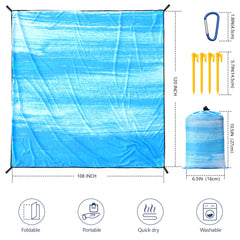 WIWIGO Beach Blanket laid flat showing waterproof, sandproof surface for seaside use and comfort.