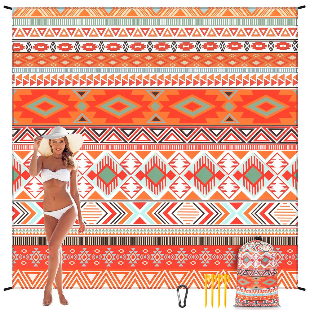 WIWIGO Beach Blanket sand pockets stabilize the mat on windy beaches