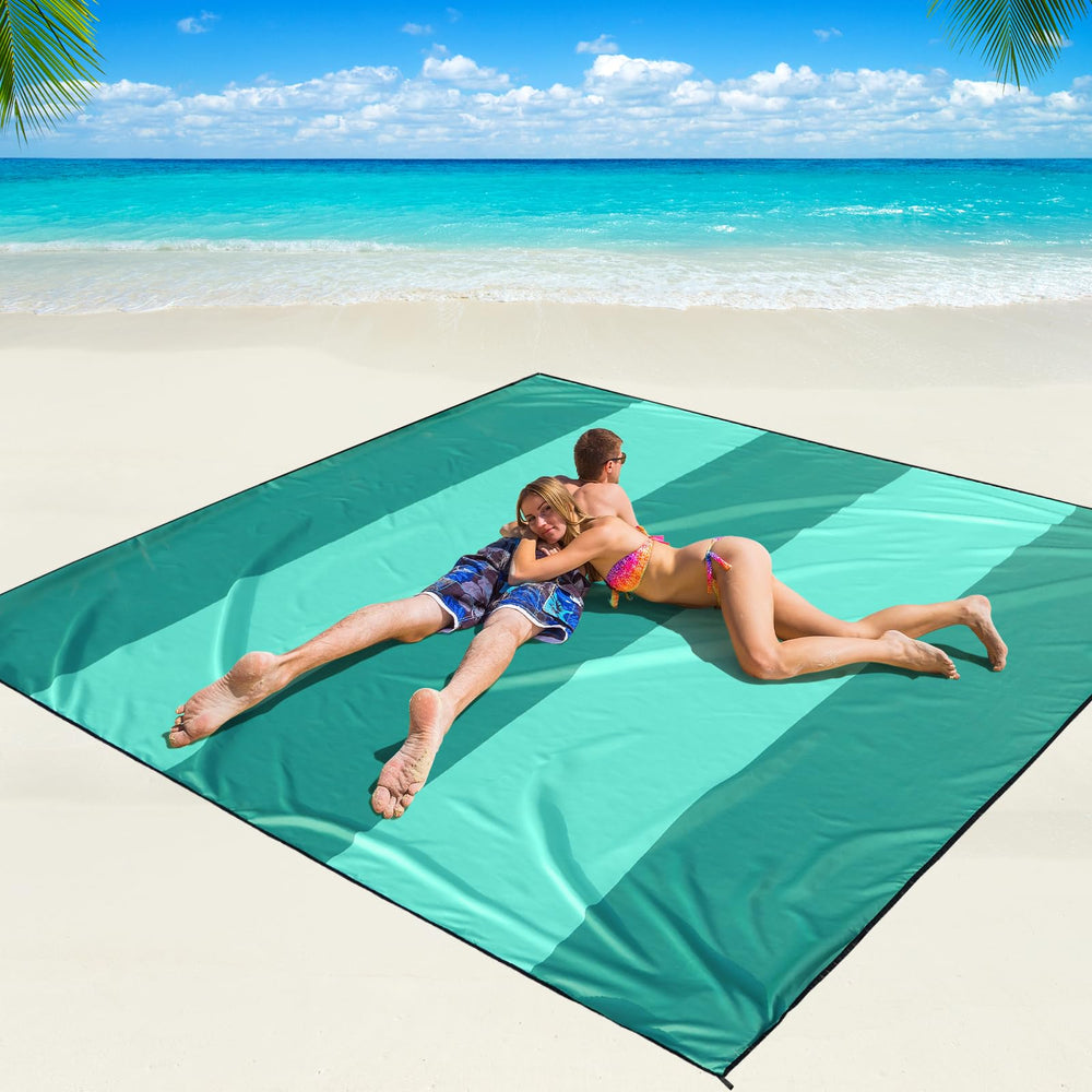 WIWIGO Beach Blanket spread on sand with stable corners for a secure picnic