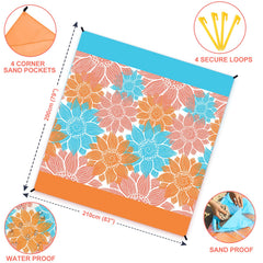 WIWIGO Beach Blanket corner pockets keep sand in place for easy cleanup and stability