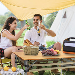 WKFAMOUT bamboo folding table legs extended for stable outdoor setup