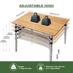 WKFAMOUT camping table with mesh pocket storage for snacks and gear during outdoor use