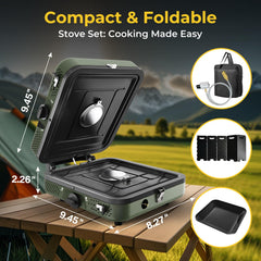 WLSINJL camping stove grill pan ready for sizzling burgers and veggies