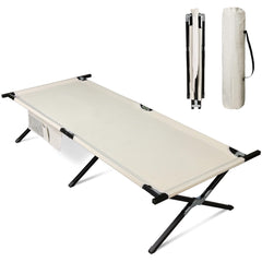 WLIVE military camping cot assembly shows durable X-leg base for stable support.