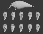 wLure hard plastic 3D stencil pattern 01 enables precise crankbait detailing for professional finishes.
