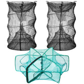 Woanger 3-piece minnow trap set displayed together: two cylindrical traps and one hexagon shrimp net.