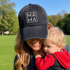 Close-up embroidery on Wodeal Mama Hat for Women, black color
