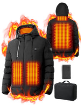 Wodesid heated coat back view with visible warmth zones for cold days