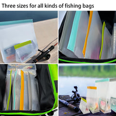 Three sizes: small, medium, large bait storage bags