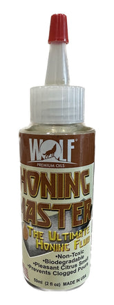 Wolf Premium Oils Honing Master fluid bottle front, ready to lubricate and clean sharpening stones.