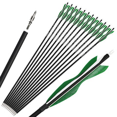 Wolfman 31-inch carbon arrow with green fletching for stable flight