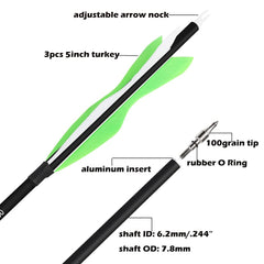 Wolfman adjustable nocks on carbon arrows for bow compatibility