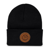 Wolverine watch cap circle logo black closeup for warmth