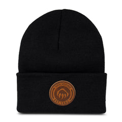Wolverine watch cap circle logo black closeup for warmth