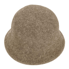 Brown faux wool felt church bowler cap style for women