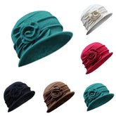 Women Vintage Cloche Hat in black, one size, timeless winter style.