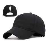 Black women's ponytail baseball cap with ponytail hole