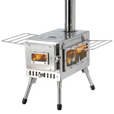 WomeYork outdoor camping stove front view highlights compact, backpack-friendly design for easy trips.