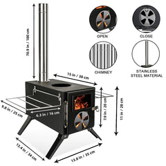 Womeyork Outdoor Stove collapsible shelves provide handy side racks for utensils and drying.