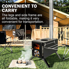 Womeyork Outdoor Stove large cooking surface supports boiling, grilling, or warming meals.