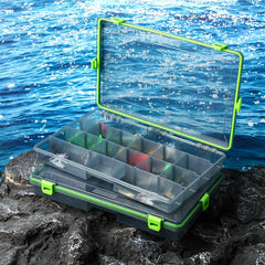 Wonderjune six-pack tackle boxes with removable dividers for customizable lure sorting.