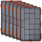 Wonderjune orange tackle box top view showing compact six-pack for organized gear