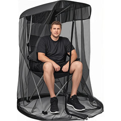 Wonmondmony pop-up mosquito net over chair for instant bug-free comfort.