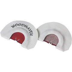 Woodhaven Red Wasp WH013 turkey call in hand delivering raspy yelps.