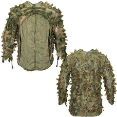 Woodland Camouflage Ghillie Suit hood detail aids concealment during long treks